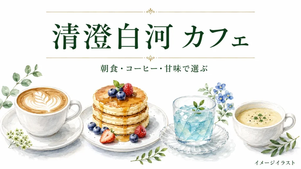 清澄白河のカフェ選びを表すイメージイラスト