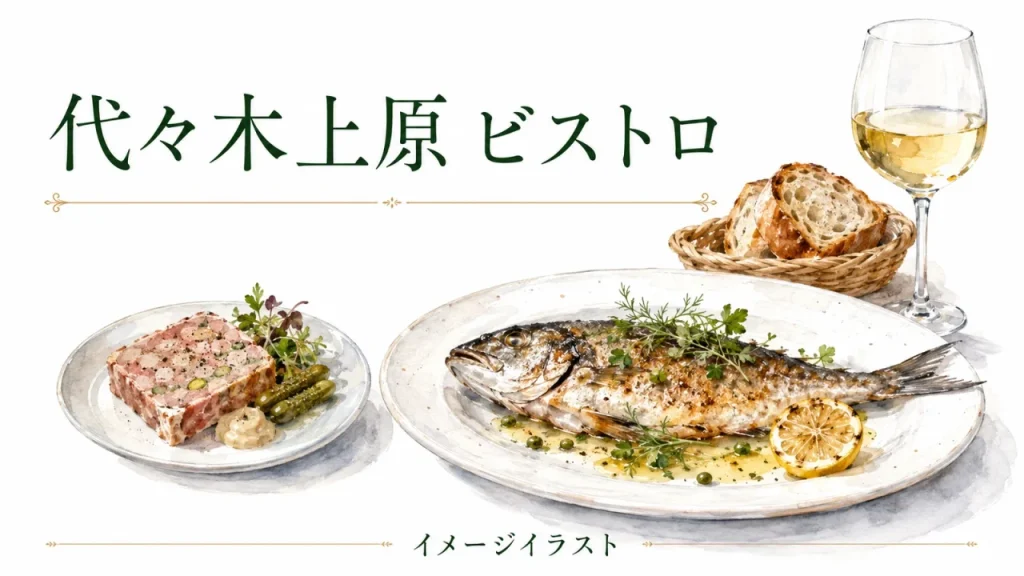 代々木上原のビストロ選びを表すイメージイラスト