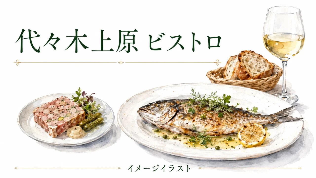 代々木上原のビストロ選びを表すイメージイラスト